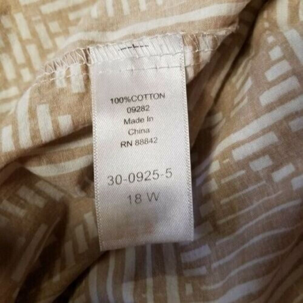 Roamans Womens Sz 18W Brown White Geometric Short Sleeve Button Down Blouse - Picture 8 of 9